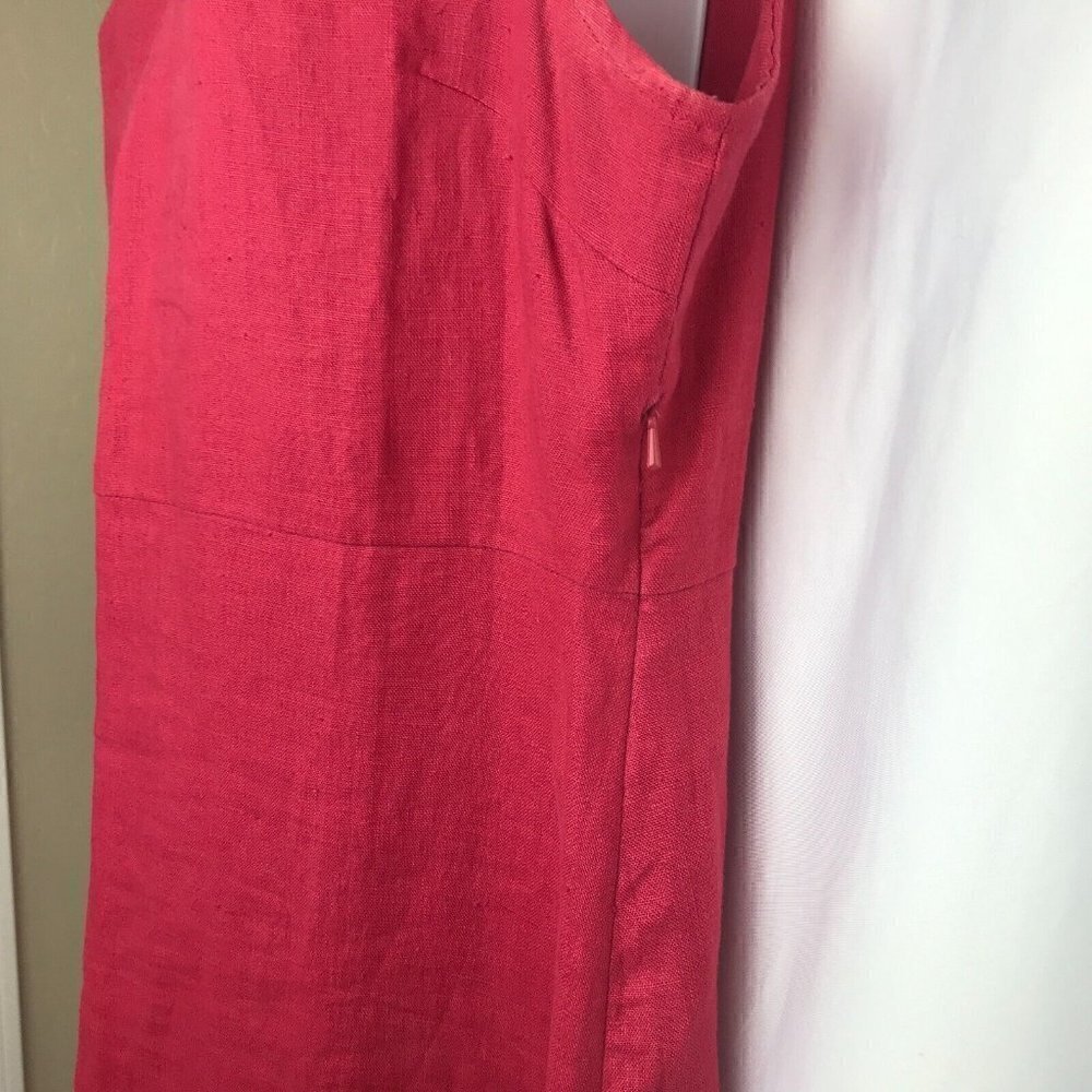 Vintage Red 100% Linen Sleeveless Sheath Maxi Long Dress 10 Collared Willi Wear - Picture 8 of 12